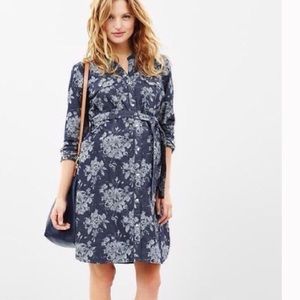 Gap denim floral maternity dress